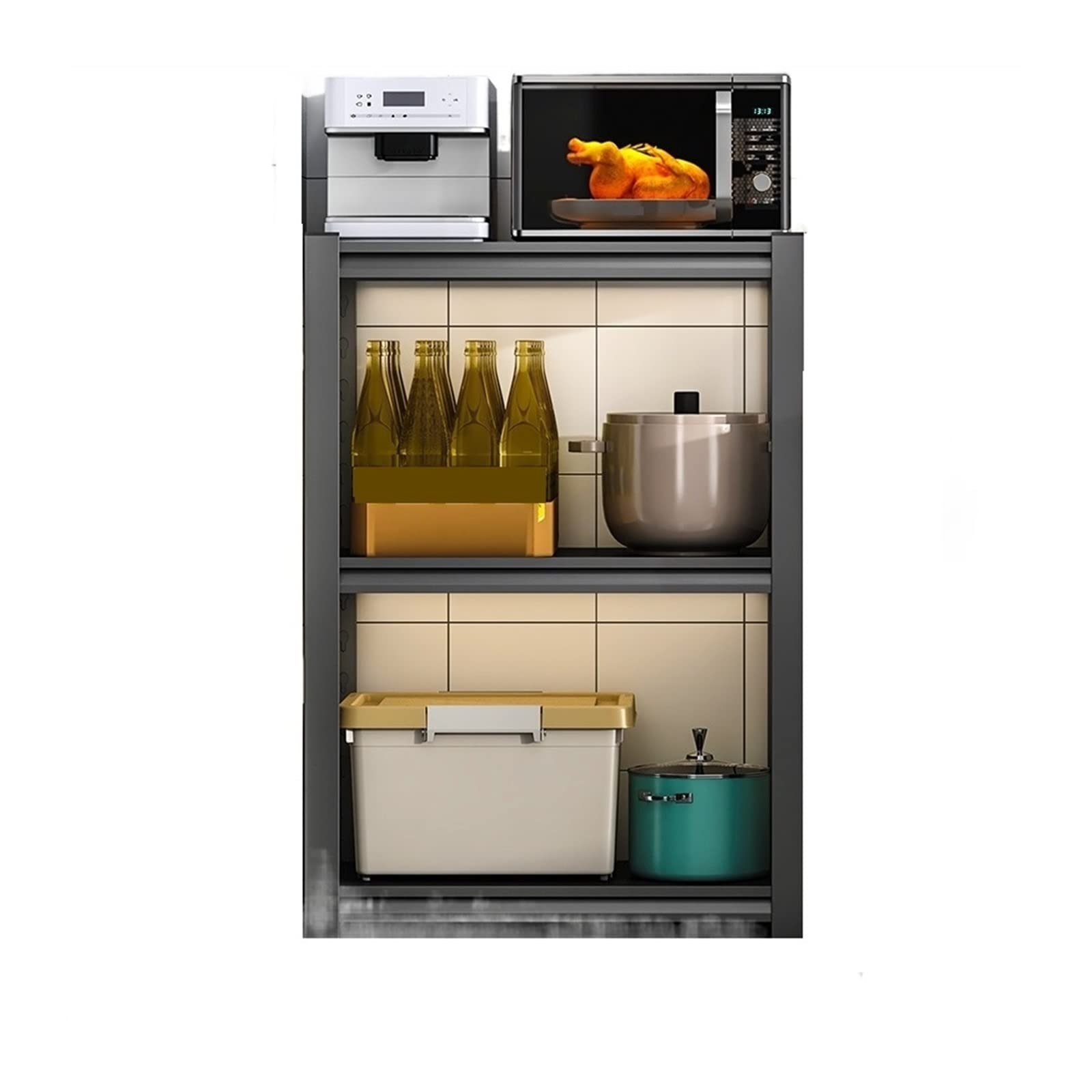 キッチン電子レンジ棚多層収納棚省スペース世帯 Amazon｜電子レンジラック キッチン収納ラック、家庭用床置き多層電子